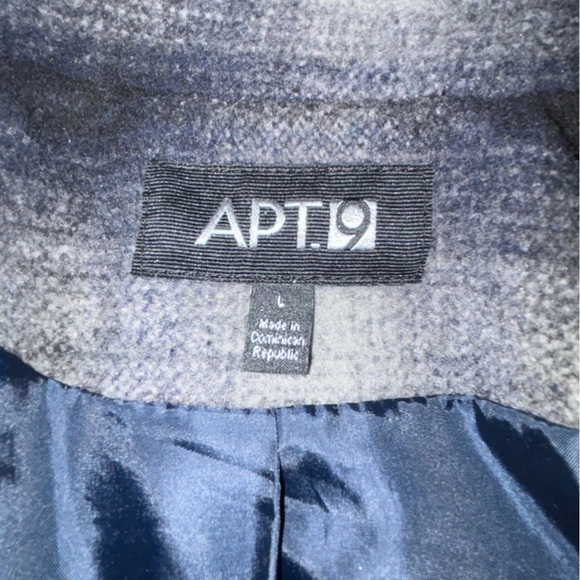 APT9 grey, black, white plaid PEA COAT size L - Picture 6 of 7